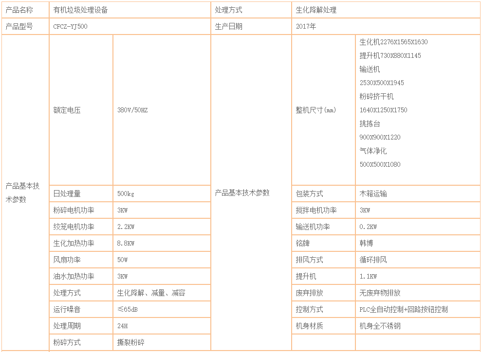 500kg有機垃圾處理設備